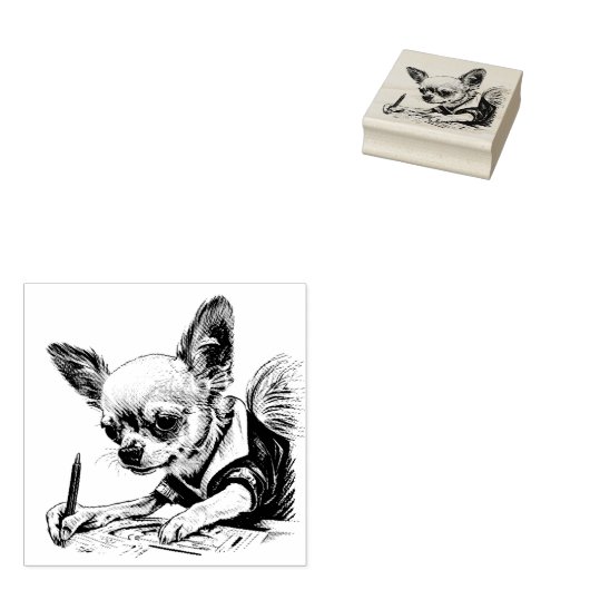 Chihuahua Artist Nr. 2 Rubber Briefmarke Gummistempel (Stempel)