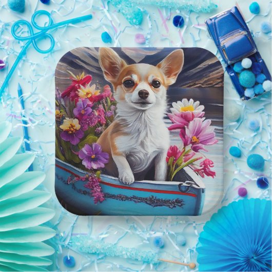 Chihuahua auf dem Paddle: Ein Landschaftliches Abe Pappteller (Party)