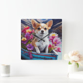 Chihuahua auf dem Paddle: Ein Landschaftliches Abe Quadratische Wanduhr (Zuhause)