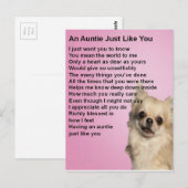 Chihuahua Auntie Gedicht Postkarte (Vorne/Hinten)