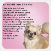 Chihuahua Auntie Gedicht Quadratischer Aufkleber (Vorderseite)