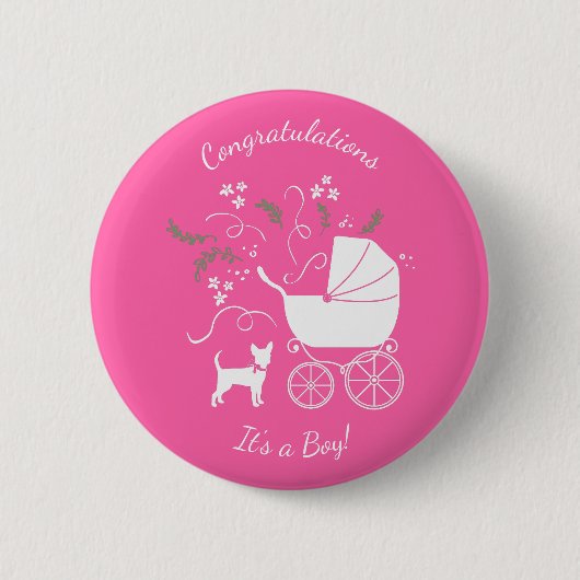 Chihuahua Baby Dusche Pink Girl Dog Button (Vorderseite)