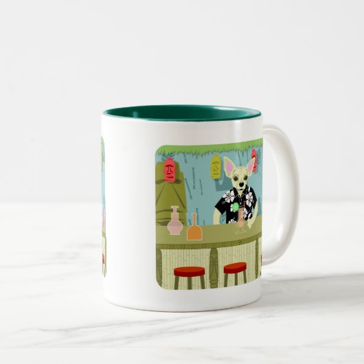 Chihuahua BambusTiki Bar Zweifarbige Tasse (VorderseiteRechts)