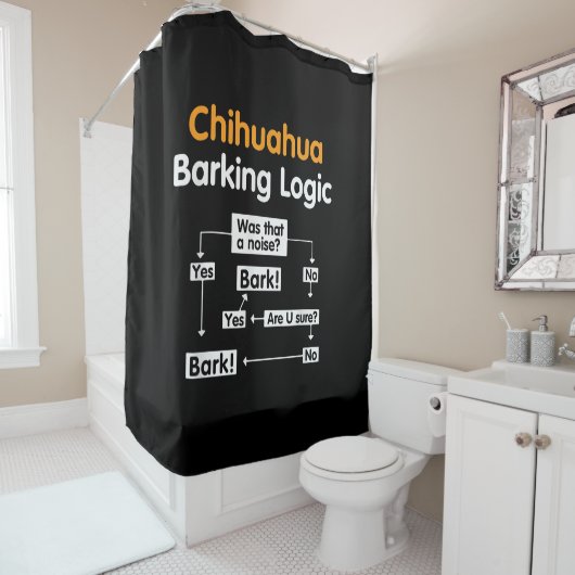 Chihuahua Barking Logic Funny Duschvorhang (Beispiel)