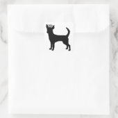 Chihuahua Basic Black Crown Silhouette Quadratischer Aufkleber (Tasche)