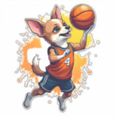 Chihuahua Basketball Player Sport Dunk Copy Aufkleber (Vorderseite)