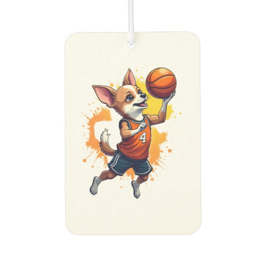 Chihuahua Basketball Player Sport Dunk Copy Autolufterfrischer (Vorderseite)