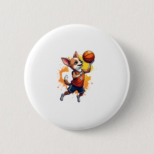 Chihuahua Basketball Player Sport Dunk Copy Button (Vorderseite)