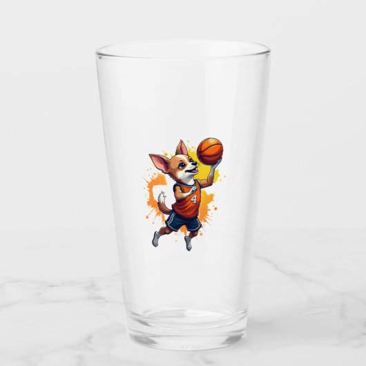 Chihuahua Basketball Player Sport Dunk Copy Glas (Vorderseite)
