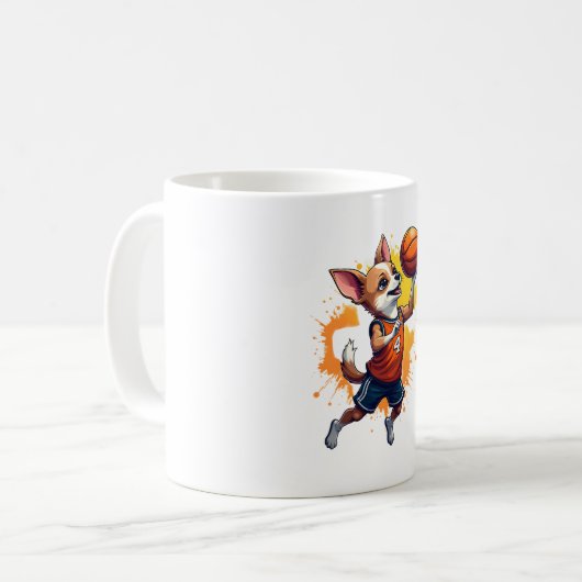 Chihuahua Basketball Player Sport Dunk Copy Kaffeetasse (Vorderseite Links)