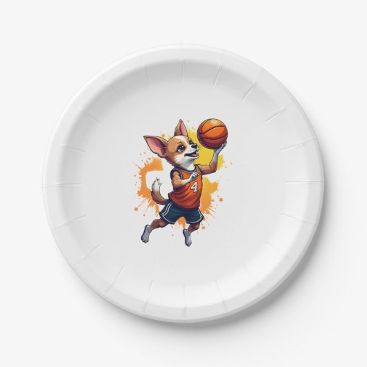 Chihuahua Basketball Player Sport Dunk Copy Pappteller (Vorderseite)