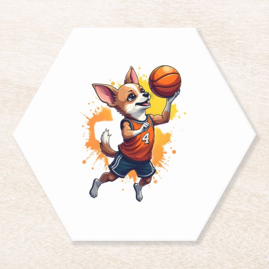 Chihuahua Basketball Player Sport Dunk Copy Untersetzer (Vorderseite)