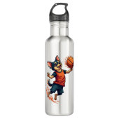 Chihuahua Basketball Player Sport Dunk Edelstahlflasche (Vorderseite)
