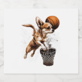 Chihuahua Basketball Player Sport Dunk Schaumweinetikett (Einzelnes Label)