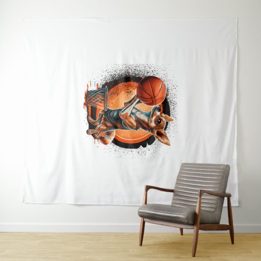 Chihuahua Basketball Player Sport Dunk Wandteppich (Beispiel (Horizontal))