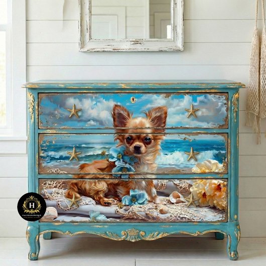 Chihuahua Beach Decoupage Seidenpapier
