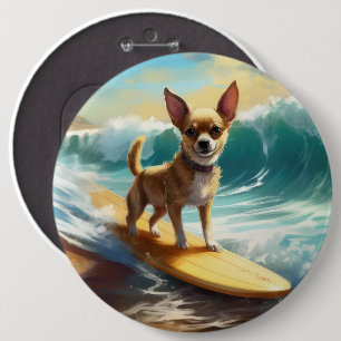 Chihuahua Beach Surfmalerei Button