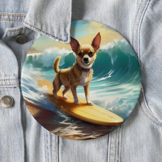 Chihuahua Beach Surfmalerei Button (Beispiel)