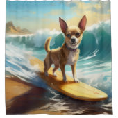 Chihuahua Beach Surfmalerei Duschvorhang (Vorderseite)