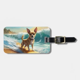 Chihuahua Beach Surfmalerei Gepäckanhänger