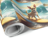 Chihuahua Beach Surfmalerei Geschenkpapier (Rolleneckpunkt)