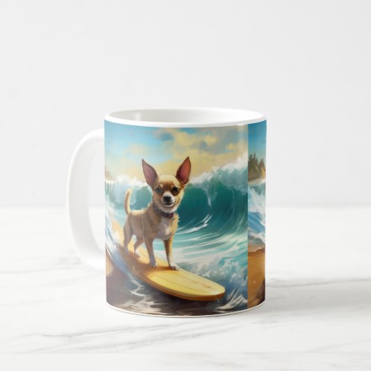 Chihuahua Beach Surfmalerei Kaffeetasse (Vorderseite Links)