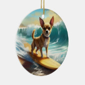 Chihuahua Beach Surfmalerei Keramik Ornament (Rechts)