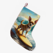 Chihuahua Beach Surfmalerei Kleiner Weihnachtsstrumpf (Vorderansicht (hängend))