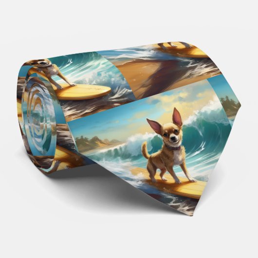 Chihuahua Beach Surfmalerei Krawatte (Gerollt)