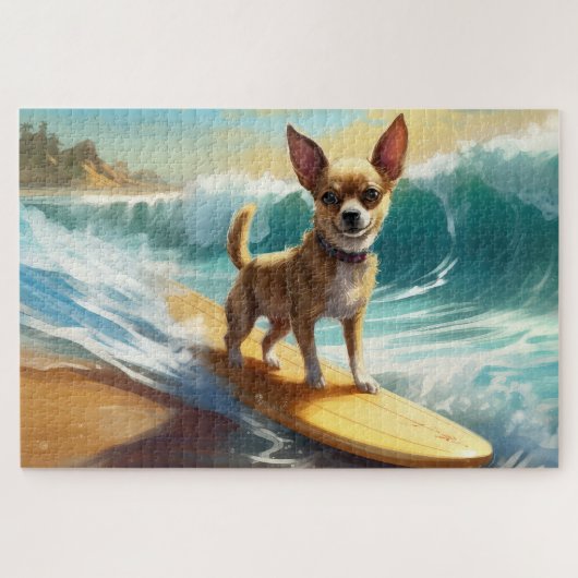 Chihuahua Beach Surfmalerei Puzzle (Horizontal)