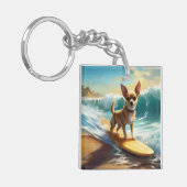 Chihuahua Beach Surfmalerei Schlüsselanhänger (Vorderseite links)