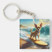 Chihuahua Beach Surfmalerei Schlüsselanhänger (Vorderseite)
