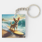 Chihuahua Beach Surfmalerei Schlüsselanhänger (Rückseite)