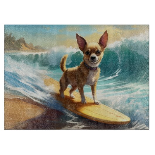Chihuahua Beach Surfmalerei Schneidebrett (Vorderseite)