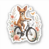 Chihuahua Bike Bicycle Dog Cycling Aufkleber (Vorderseite)