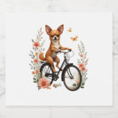 Chihuahua Bike Bicycle Dog Cycling Schaumweinetikett (Einzelnes Label)