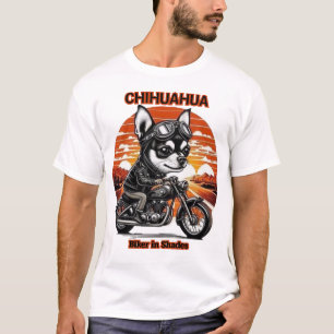 Chihuahua Biker in Shades Vintage Motorradsonnen T-Shirt