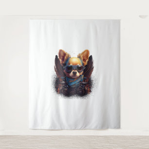Chihuahua Biker Motorcyer Riding Dog Vater Wandteppich