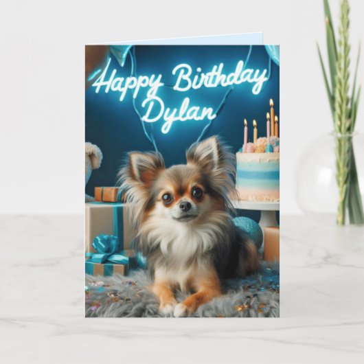 Chihuahua Birthday Card Happy Birthday Dylan Karte (Vorderseite)