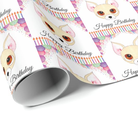 Chihuahua Birthday Geschenkpapier (Rolleneckpunkt)