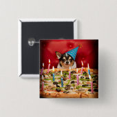Chihuahua Birthday Pizza Pie Button (Vorne & Hinten)