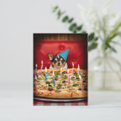 Chihuahua Birthday Pizza Pie Einladungspostkarte (Stehend Vorderseite)