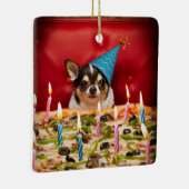 Chihuahua Birthday Pizza Pie Keramikornament (Rechts)