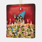 Chihuahua Birthday Pizza Pie Keramikornament (Links)