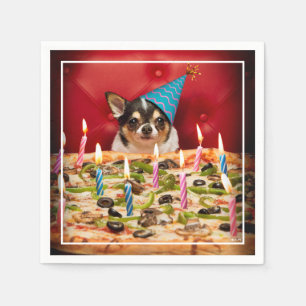 Chihuahua Birthday Pizza Pie Serviette