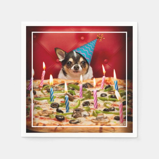 Chihuahua Birthday Pizza Pie Serviette (Vorderseite)