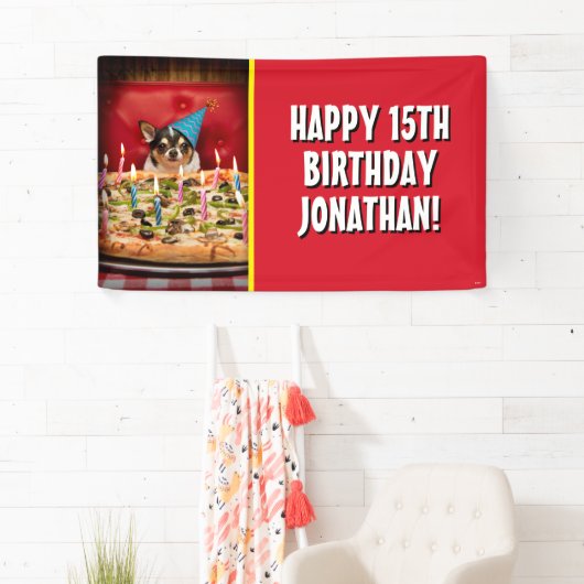 Chihuahua Birthday Pizza Pizza Banner (Insitu)