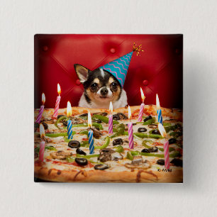 Chihuahua Birthday Pizza Pizza Button