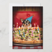 Chihuahua Birthday Pizza Pizza Einladung (Vorderseite)
