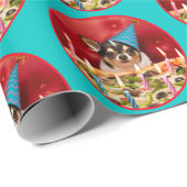 Chihuahua Birthday Pizza Pizza Geschenkpapier (Rolleneckpunkt)